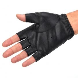 Men Women PU Leather Gloves Lovers Fingerless Mittens Black Half Finger Outdoor Tactical Mens Leather Driving Gloves