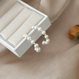 Korean Style Natural Freshwater Pearl Earrings 925 Sterling Silver Jewelry for Women Gift