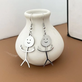 Funny Doodle Earrings For Women Hip Hop  Middle Finger Hand Gesture Character Earring Wedding Party Jewelry